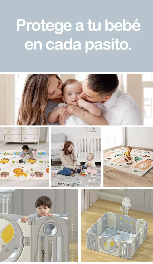 Glom - Alfombras antigolpes plegables para bebés - Alfombras para bebés y niños – Articulos bébes – Aprendizaje de tu bebe – Movimiento libre